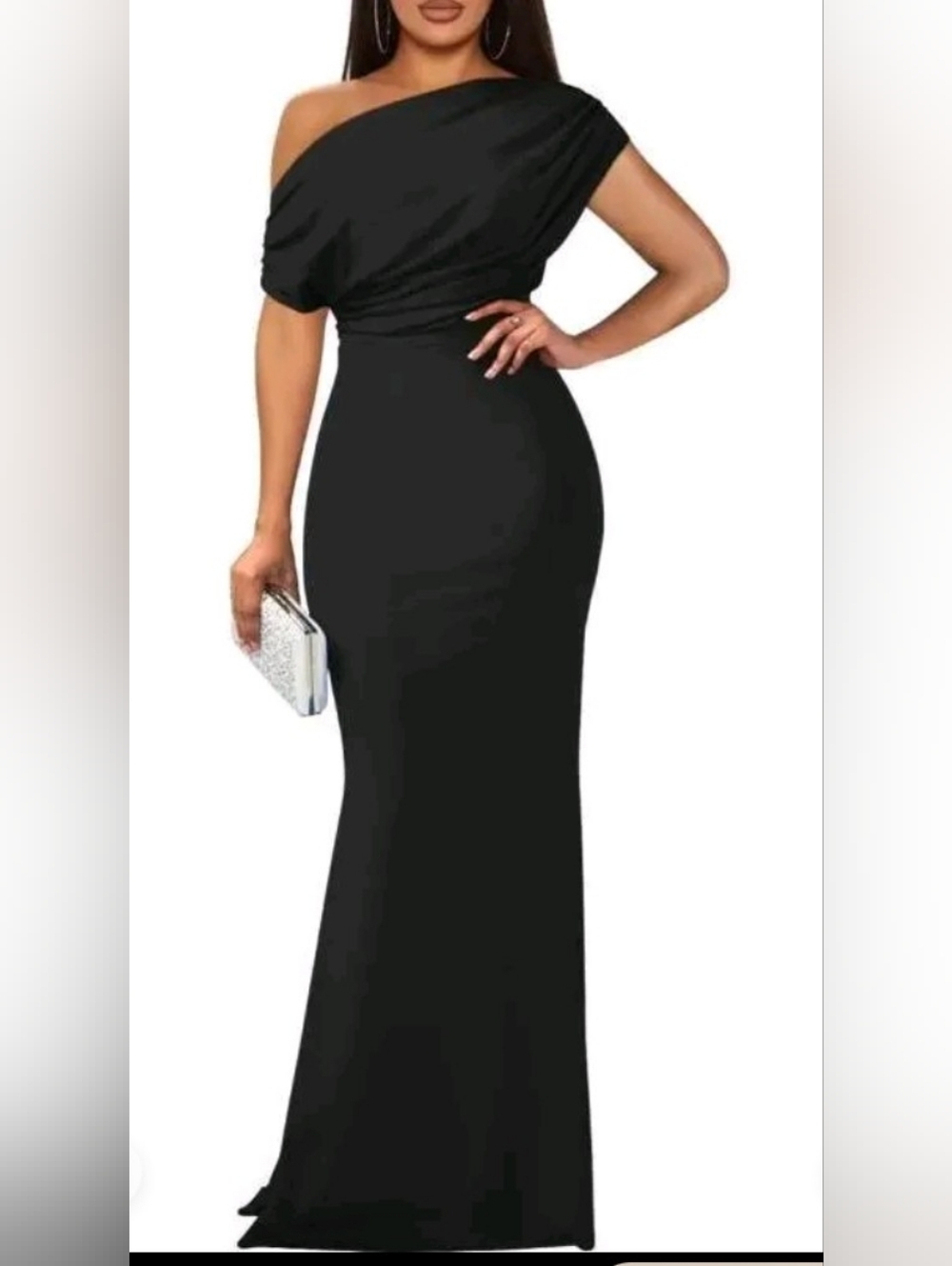 Women’s One-Shoulder Black Evening Dress